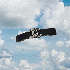 Authentic CHANEL Rhinestone CC Logo Hair Barrette